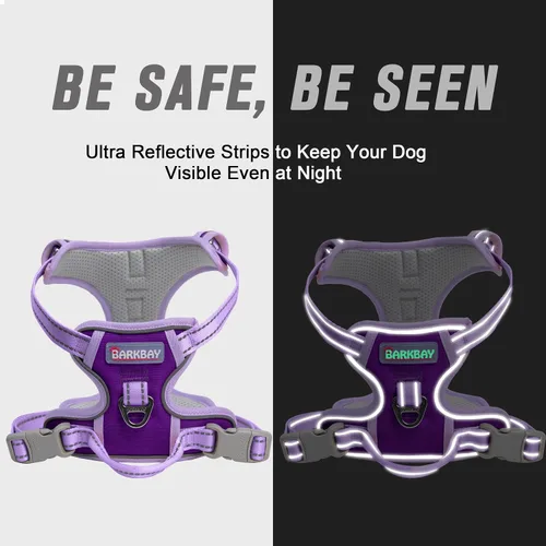Vista 206 de BARKBAY - Arnés para perro sin tirones con clip frontal, material resistente y reflectante, asa de fácil control para pasear perros grandes