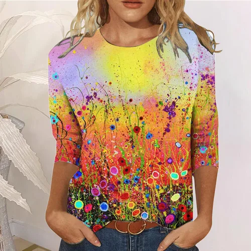 Vista 2 de Camisas para mujer, blusa de moda, camisetas holgadas para mujer