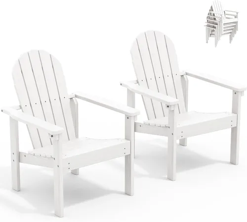 Vista 18 de SERWALL Silla Adirondack moderna apilable, silla de patio al aire libre de HDPE con diseño que ahorra espacio, silla para hoguera para todo