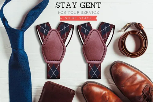 Vista 7 de STAY GENT Camisa estilo Y para hombres con abrazaderas de bloqueo antideslizantes y correas elásticas ajustables