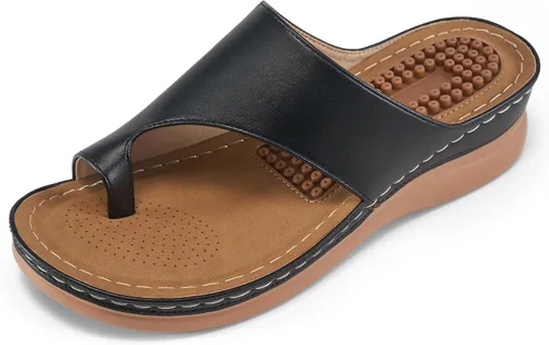 Vista 16 de Sandalias ortopédicas de cuña para mujer: cómodas y elegantes sandalias de verano para mujer, cómodas y casuales para caminar con plataforma