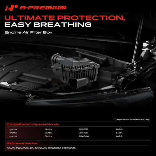 Vista 2 de A-Premium Caja de Limpieza del Filtro de Aire del Motor Sin Filtro de Aire Compatible con Hyundai Elantra 2011-2016, 1.8L 2.0L, Reemplazo#