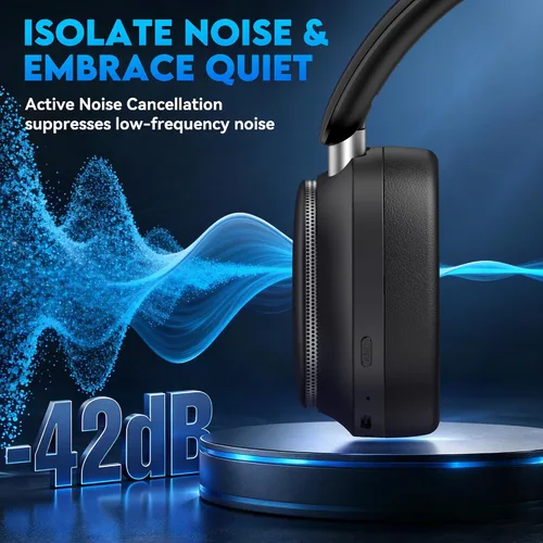 Vista 2 de Auriculares Bluetooth, auriculares con cancelación de ruido inalámbricos Negro