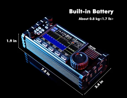 Vista 6 de Xiegu X6100 Transceptor HF SDR HF/50MHz Modo Completo Batería Integrada y Sintonizador de Antena Automático