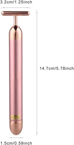 Vista 6 de Barra de belleza masajeador facial de oro rosa para el cuidado de la piel, herramientas eléctricas en forma de T, levantamiento facial y reafirmante