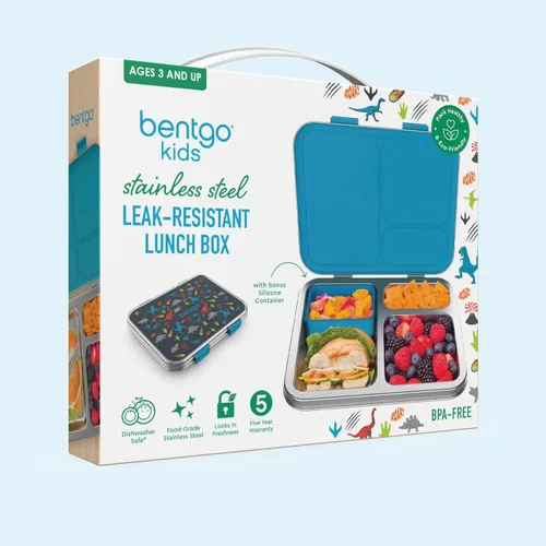 Vista 10 de Bentgo Kids Prints - Lonchera de acero inoxidable con 3 compartimentos Recipiente de silicona para niños de más de 3 años, duradero, sin olor