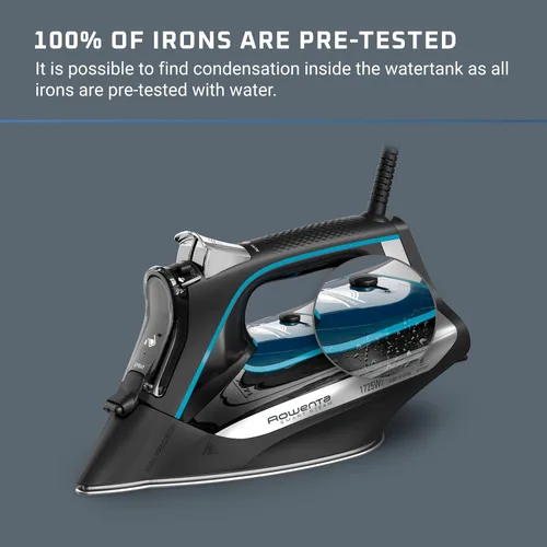 Vista 10 de Rowenta, Plancha de vapor de acero inoxidable Smart Temp para ropa, 380 agujeros de microvapor, planchado de 1725 vatios, apagado automático