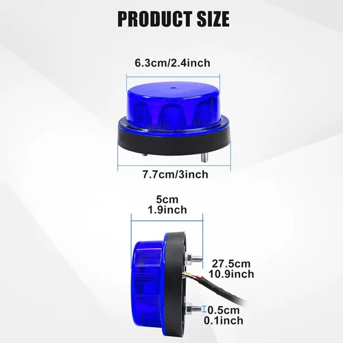 Vista 6 de Luz de Advertencia Estroboscópica LED, Luz de Baliza Estroboscópica Intermitente, Mini Luz de Baliza Estroboscópica Redonda para Techo de 12V 24V