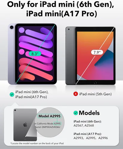 Vista 2 de ESR Paquete de 2 protectores de pantalla Armorite para iPad mini 7ª generación (A17 Pro, 2024) y 6ª generación (2021), protección de grado militar