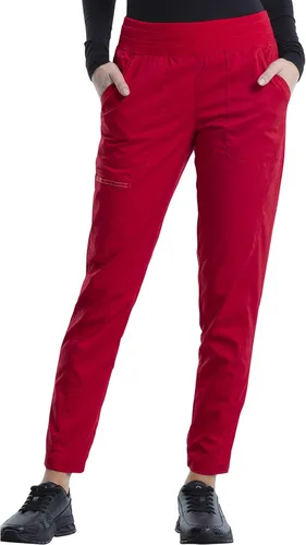 Vista 8 de Cherokee WW011 - Pantalones de uniforme médico para mujer tipo jogger con tiro normal, cintura elástica de 5 bolsillos, ultra suaves con elasticidad