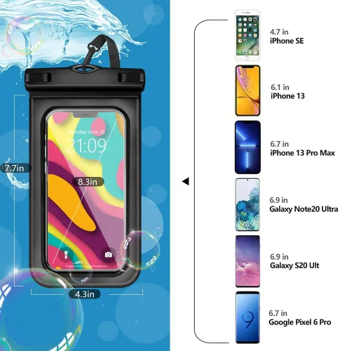 Vista 3 de Funda impermeable universal para teléfono, 6 unidades, compatible con iPhone 11, 13, 12 Max Pro XS, Samsung Galaxy s22 s10 hasta 6.9 pulgadas