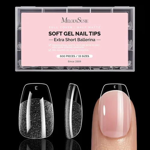 Vista 20 de MelodySusie Puntas de uñas cuadradas extralargas en X, 600 unidades, 12 tamaños, acrílico transparente, uñas a presión para extensiones de bricolaje