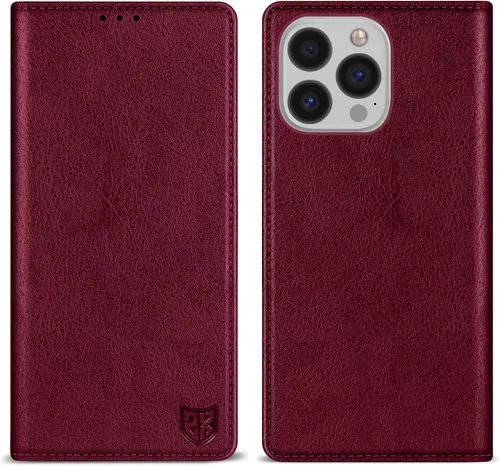 Vista 33 de ZZXX Funda tipo cartera para iPhone 13 con bloqueo RFID, soporte de ranura para tarjetas, funda protectora de cuero magnético fuerte plegable