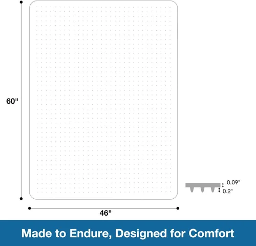Vista 9 de Tapete para silla para alfombra, tapete para silla de escritorio de 46 x 60 pulgadas para suelos alfombrados, tapete de vinilo de oficina