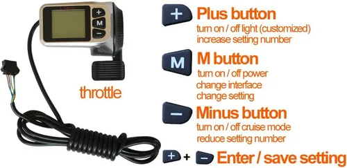 Vista 5 de L-faster Controlador de motor sin escobillas de bicicleta eléctrica de 250 W 350 W con pantalla LCD de acelerador de pulgar Wuxing y freno EBS