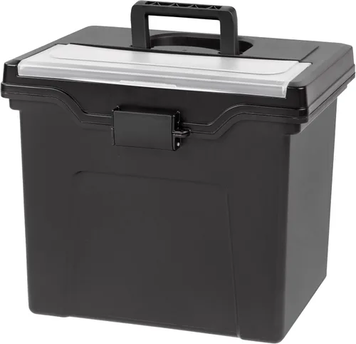 Vista 12 de IRIS USA 3-Pack 35 Qt. Letter/Legal File Box with Lid, Clear/Blue Transparente/azul