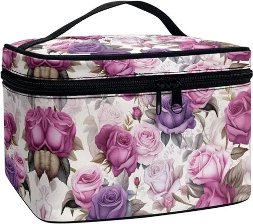 Vista 33 de Flashideas Bolsa de maquillaje para cosméticos Almacenamiento vertical Bolsa de maquillaje de viaje de gran capacidad, Caballo Azteca 1