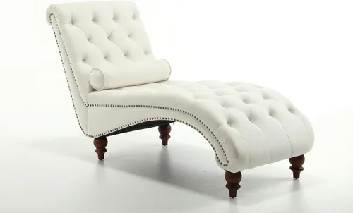 Vista 9 de Tumbona con botones para interiores, tumbona de terciopelo con patas y almohada, respaldo enrollado sin brazos, sofá reclinable para sala de estar