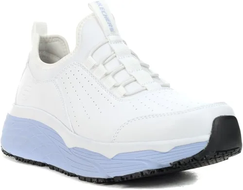 Vista 2 de Skechers Zapatos deportivos Work Max Cushioning Elite SR - Serotina para mujer, color blanco/azul claro, talla 10, Blanco/celeste