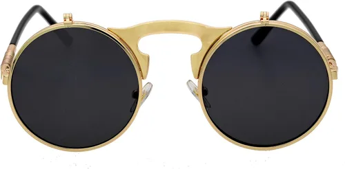 Vista 2 de JL Glasses Gafas de sol redondas estilo retro estilo Seampunk