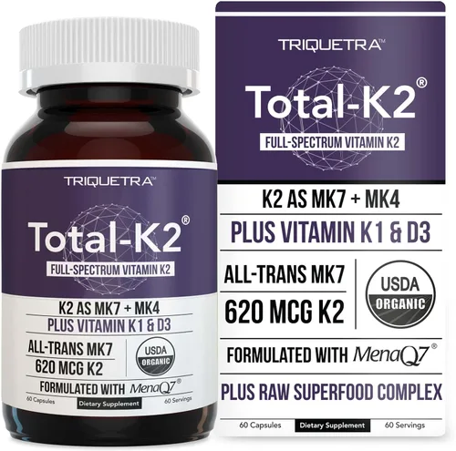 Vista 7 de Total K2® Vitamina K2 como MK7 y MK4 Cofactor Plus K1 y vitamina D3 – 620 mcg de K2 por porción – All-Trans MK7 de MenaQ7® – Vitamina K