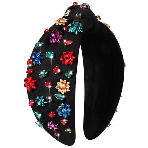 Vista 27 de Diadema de Navidad para mujer, accesorios de Navidad con cuentas, arco de Navidad, árbol, copo de nieve, diadema anudada HOHOHO, rojo y verde, perla