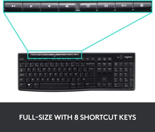 Vista 4 de Logitech combo inalámbrico MK270 de teclado y mouse, Negro