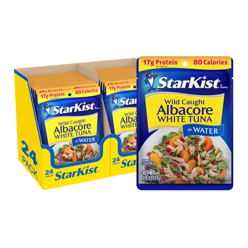 Vista 16 de StarKist Albacore - Bolsa de agua de atún blanco de 6.4 onzas (paquete de 12) 19g Protein Per Serving, Gluten Free, Soy Free, Ready to Eat, No