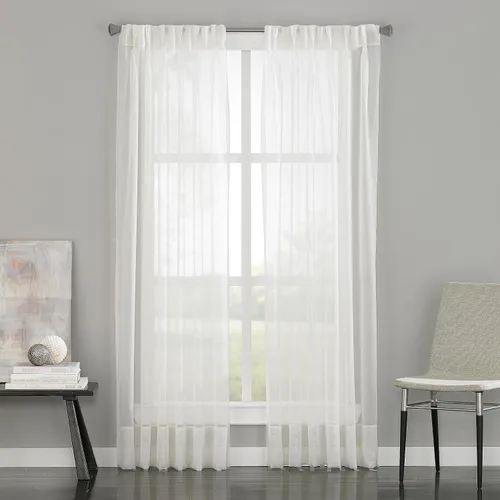 Vista 9 de Curtainworks Soho Panel de Cortina Transparente de Gasa con Pliegues Pinzados, 29 por 63 pulgadas, Ostra