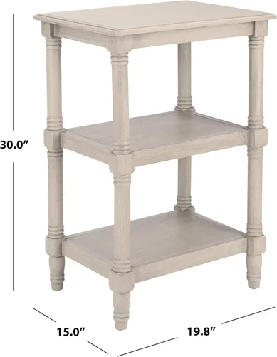 Vista 8 de Safavieh Home Collection Cassie Greige - Mesa de almacenamiento de 3 estantes ACC5715A, 19.8 pulgadas de ancho x 15 pulgadas de largo x 30 pulgadas
