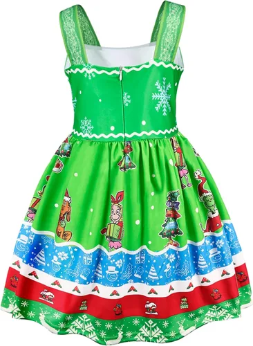 Vista 6 de Girls' Sequin Christmas Dress - Long Sleeve Tutu Dress for Little and Big Girls - Adorable Xmas Outfit 3-10 YO
