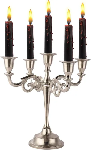 Vista 11 de Rely+ Candelabro de 3 brazos con portavelas cónicos para decoración de interiores, cocina, mesa, velas, candelabro para centro de mesa