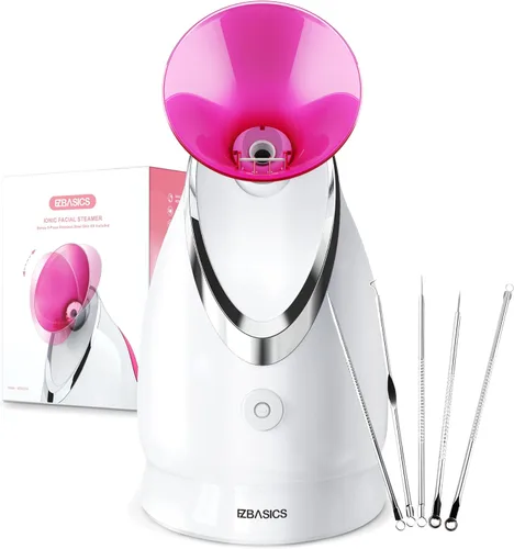 Vista 7 de EZBASICS Vaporizador facial iónico para el hogar, humidificador de niebla cálida atomizador para cara, sauna, spa, senos nasales, hidratación