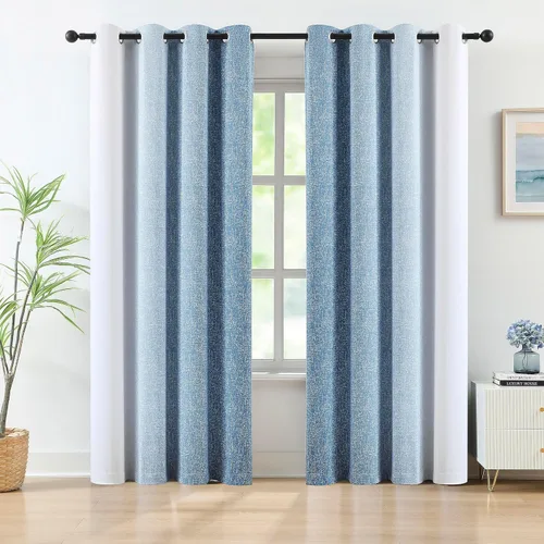 Vista 8 de Cortinas Completamente Opacas Azul Degradado de 63 pulgadas de Largo para Sala de Estar y Dormitorio, Cortinas con Aislamiento Térmico para Navidad