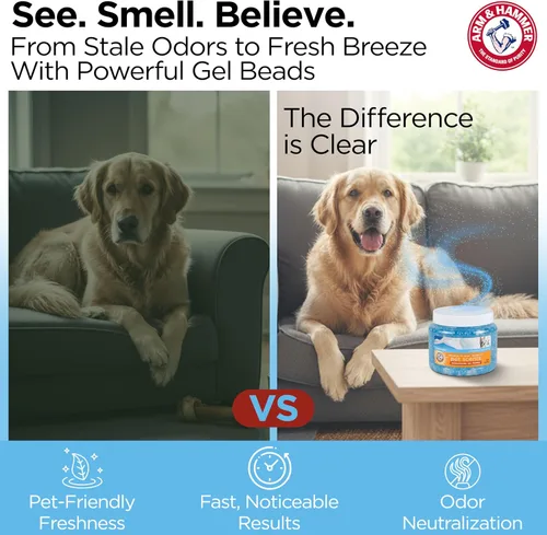 Vista 6 de Arm & Hammer Perlas de gel desodorizantes para mascotas Air Care para mascotas, eliminador de olores de mascotas para habitaciones, armarios
