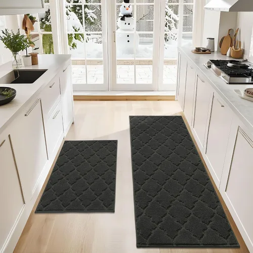 Vista 49 de COSY HOMEER Alfombras suaves de cocina [2 piezas] para el frente del fregadero súper absorbentes, tapetes y tapetes de cocina de 20 x 30 pulgadas/20