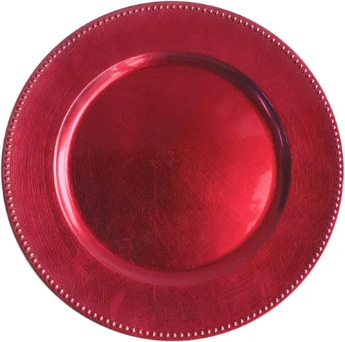 Vista 7 de Tiger Chef Platos Base Negros con Cuentas para Cena, Redondos de 13 Pulgadas (Paquete de 6)