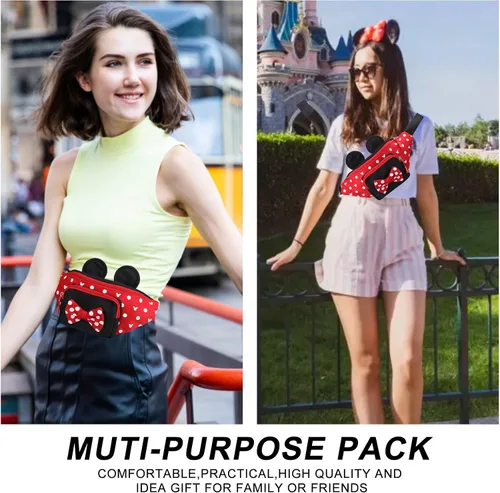 Vista 5 de Linda riñonera para viajes Riñonera de Disney para mujer paquete de cintura para adolescentes niñas Minnie Mouse Belt Bag de dibujos animados