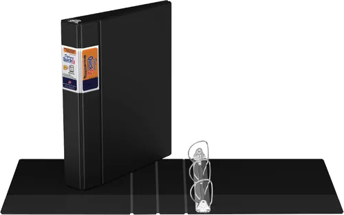 Vista 2 de QuickFit Carpeta comercial de alta resistencia, carpeta de 3 anillas en D, color negro, 1.5 pulgadas