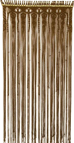 Vista 11 de Cortinas de macramé bohemias, cortinas con cuentas para puertas, macramé para colgar en la pared, cortina de puerta de cuentas, fondo bohemio Beige