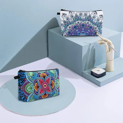 Vista 5 de MAGEFY Bolsa de maquillaje Bolsa de cosméticos, 2 paquetes azul, Lindo