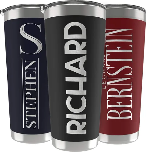 Vista 12 de Regalos personalizados para hombres, 30 onzas, vasos personalizados con tapa, azul marino, tazas de café de viaje aisladas, juego de popote