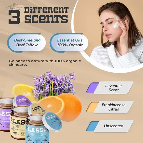 Vista 7 de LASSO - Bálsamo de incienso cítrico de sebo de res y miel de manuka – Hidratante facial con cera de abeja orgánica – Cuidado de la piel con sebo