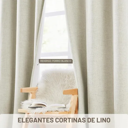Vista 4 de Anpark Cortinas 100% opacas para dormitorio, cortina opaca de lino estilo granja de 84 pulgadas de largo, juego de 2 paneles, cortinas de ventana