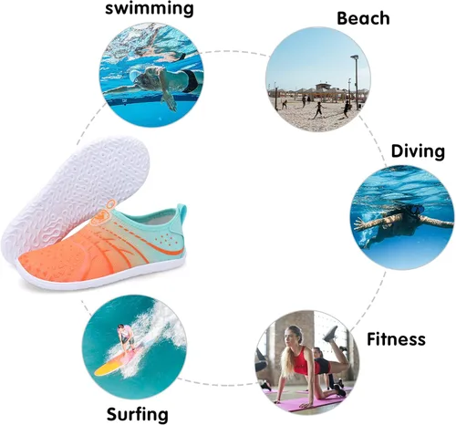 Vista 4 de Spesoul Zapatos acuáticos transpirables de secado rápido para mujer y hombre, calcetines acuáticos suaves para senderismo, natación, playa, surf