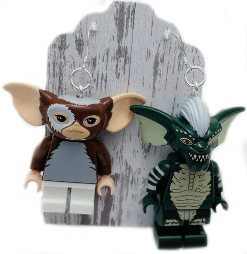 Vista 2 de compatible with The Gremlins Gizmo Stripe Earrings STERLING SILVER Hooks Gremlin Jewelry