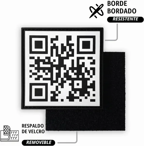 Vista 5 de Rick Roll - Parche de código QR moral, divertido parche escaneable para memes con respaldo de gancho y bucle, parche militar para paquete de pecho