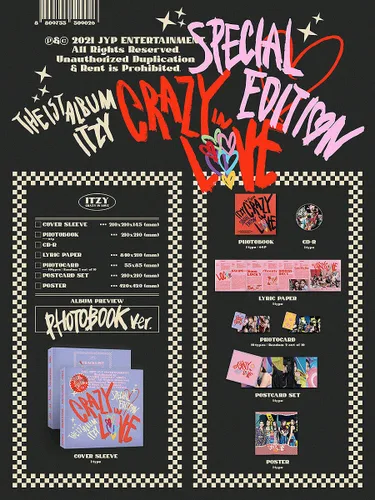 Vista 5 de ITZY CRAZY IN LOVE The 1st Album SPECIAL EDITION ( JEWEL CASE Ver. ) 1ea CD+1ea Jewel Case+32p Photo Book+1ea Lyric Paper+2ea Photo Card+1ea Concept