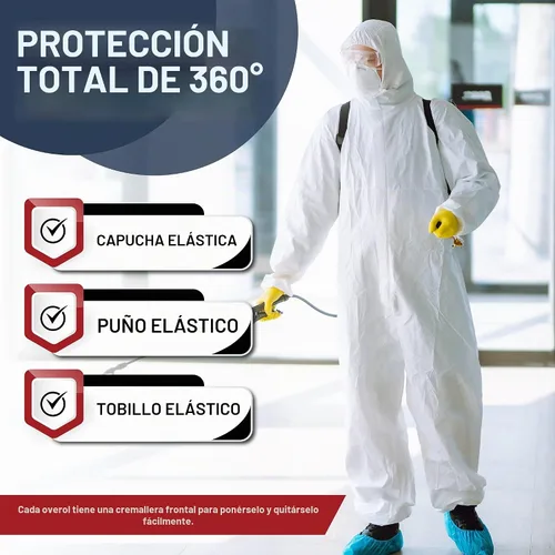 Vista 3 de Medical Nation Hazmat Suits Disposable 25 Pack Hooded, Heavy Duty, Breathable Disposable Coverall, Painter Suit 9 Sizes