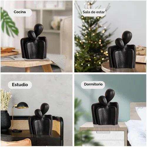 Vista 4 de Estatuas de pareja abrazada de Katoonx, figurilla de amantes de cerámica, personajes abrazados
